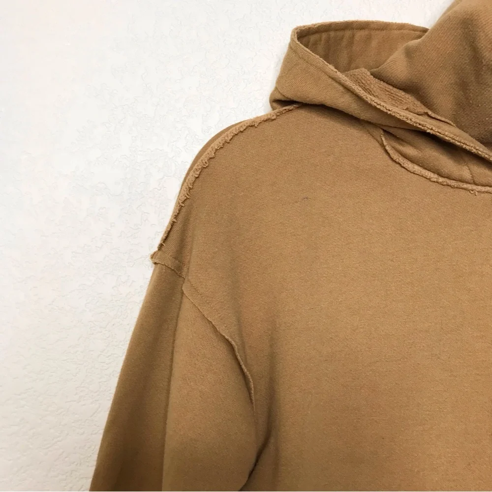 ALO Effortless Crop Hoodie With Turtleneck In Camel